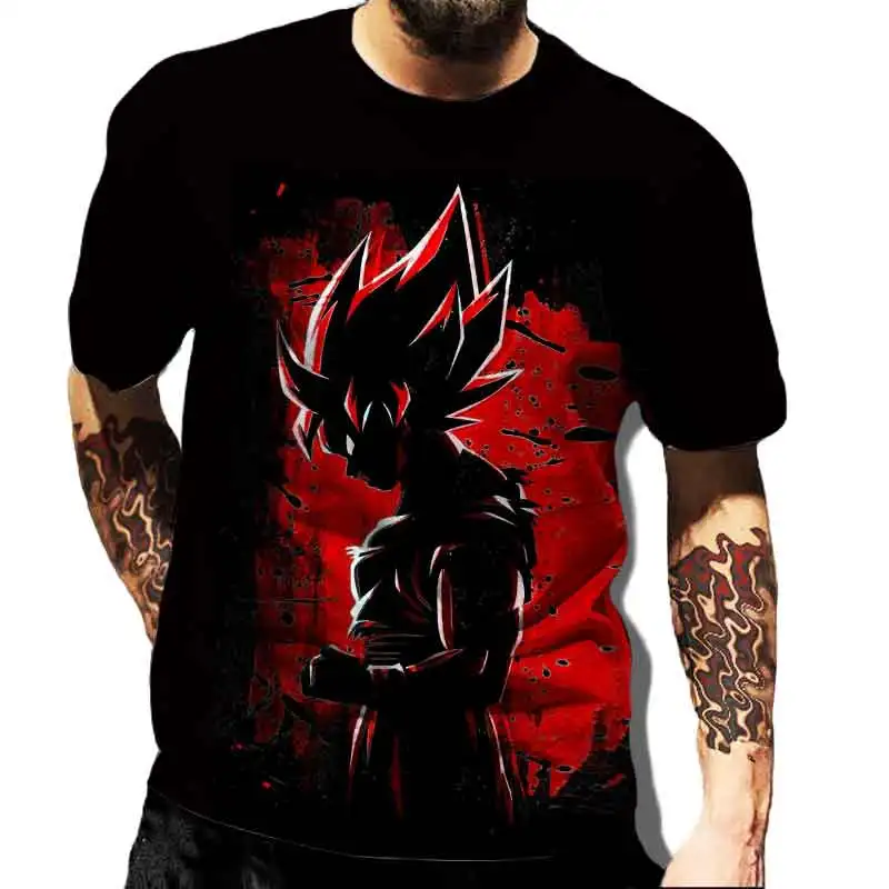 New Summer Fashion Men's 3D Cartoon Print T-shirt Dragon Ball Z Harajuku Short Sleeve T-shirt Couple Youth Clothing 2023