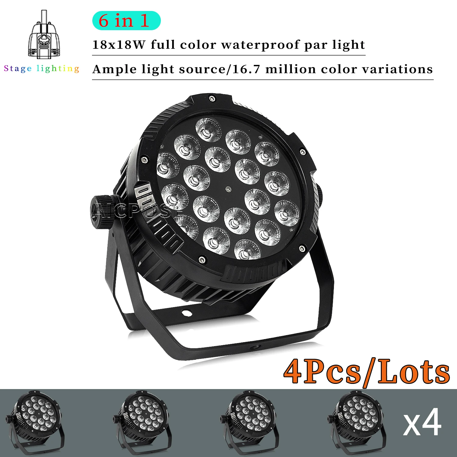 

4Pcs/Lots IP65 Waterproof 18x12W RGBW Par Light 18x18W RGBWA UV 6 in 1 LED Stage Light DMX Control DJ Disco Equipment Lighting