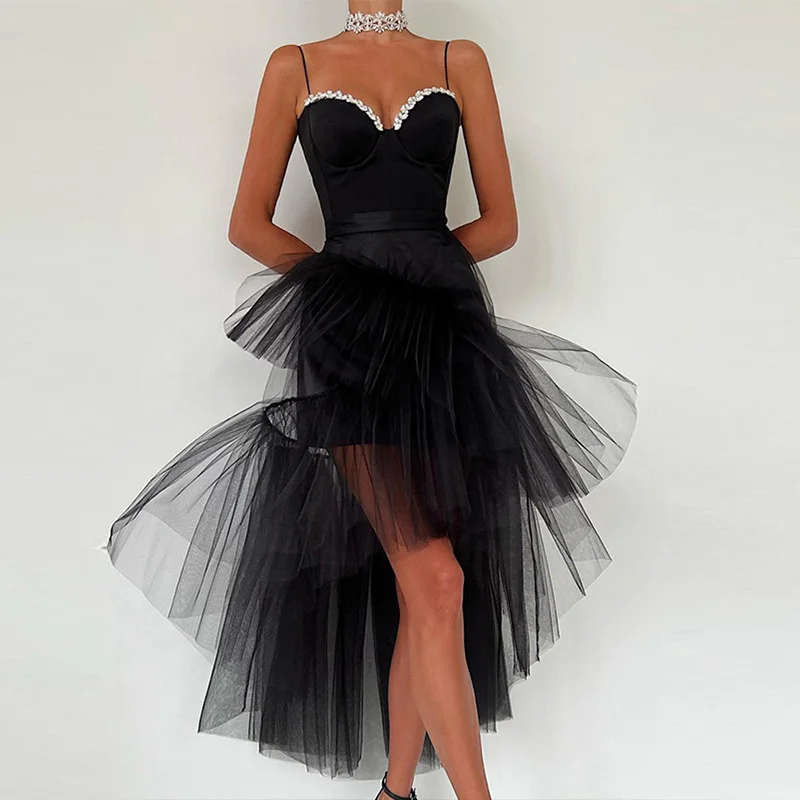 

Элегантное Сетчатое кружевное вечернее платье, сексуальное коктейльное платье без рукавов с запахом на груди, женское классическое черное ...