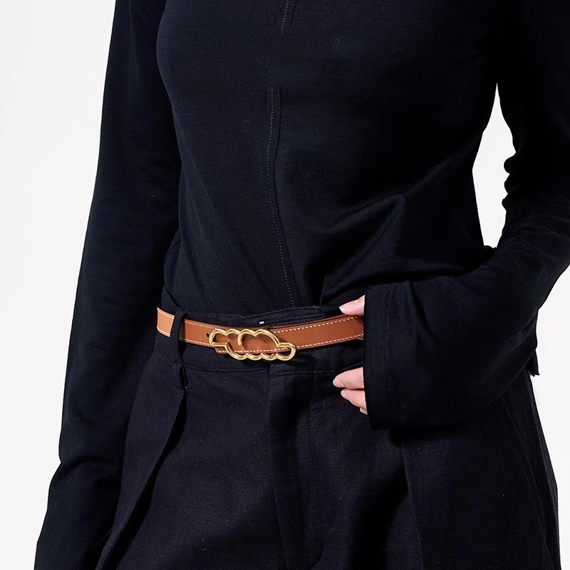 Женский ремень из натуральной кожи двусторонний