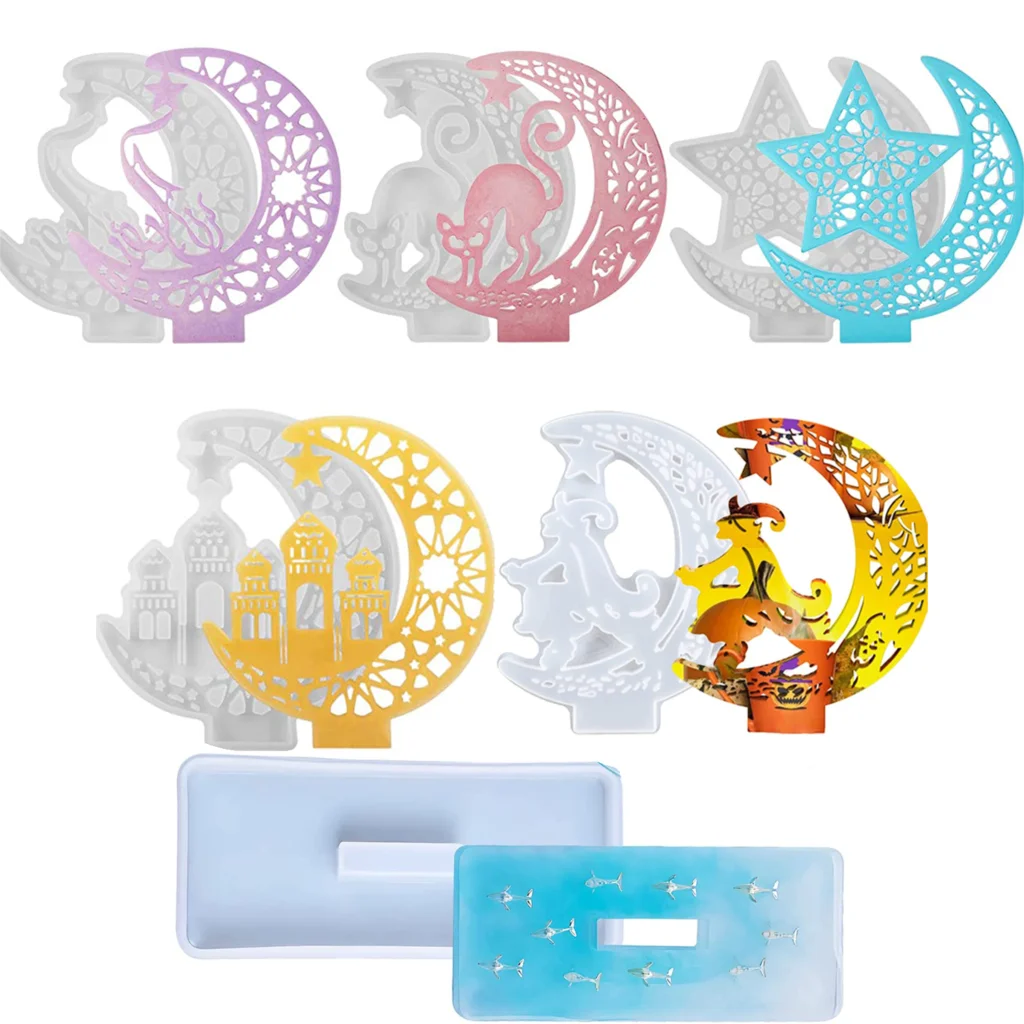 Силиконовая смола форма в виде месяца звезда замок с основанием для дисплея