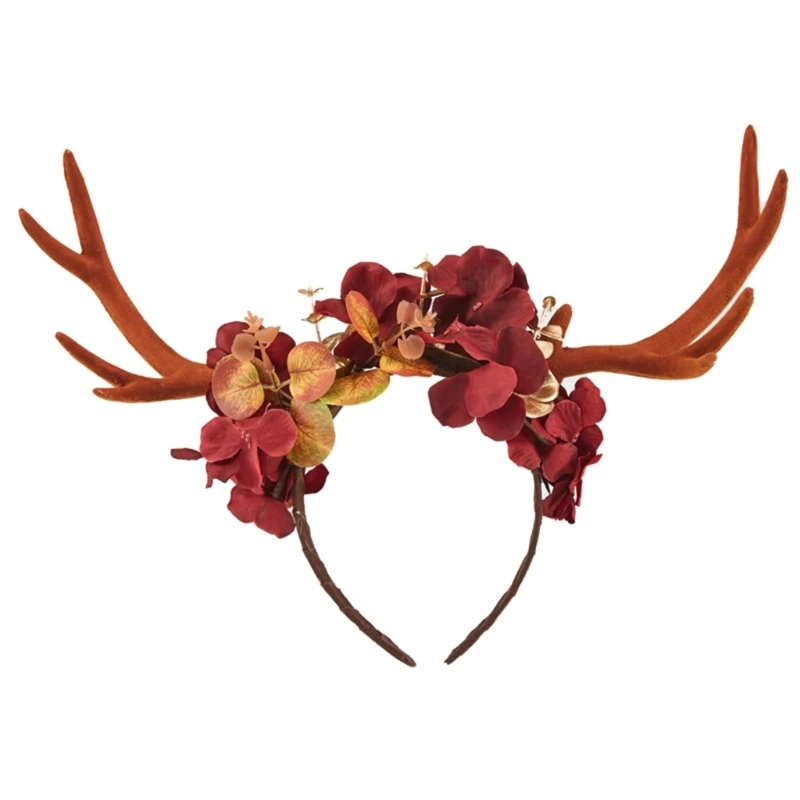 

Dark Reindeer-Headband Halloween Party Cosplay Mardi Gras Headwear Accessories Delicate Elk Antlers for Christmas