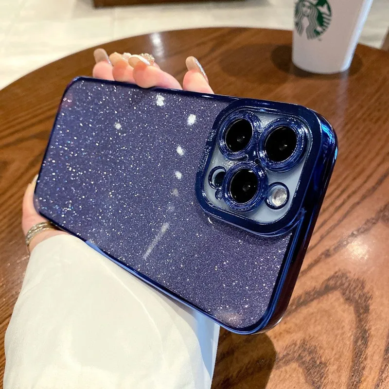 

Luxury Glitter Square Plating Case For iPhone 13 12 11 Pro Max Mini XR XS X 8 7 Plus SE2 Soft Silicone Shockproof Clear Cover