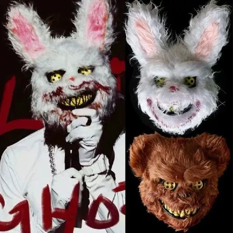 Хэллоуин ужас зло кровавый плюшевый кролик медведь маска ужасная фотосессия