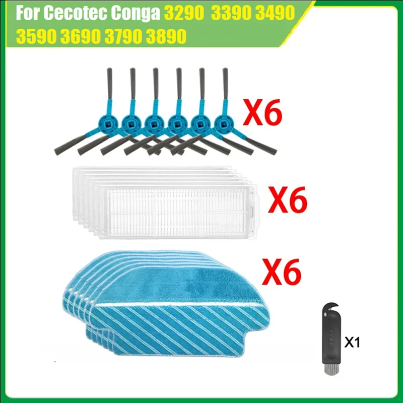 

For Cecotec Conga 3290 3390 3490 3590 3690 3790 3890 Ultra Titanium Vacuum Replace Accessories Side Brush HEPA Filter Mop Rag