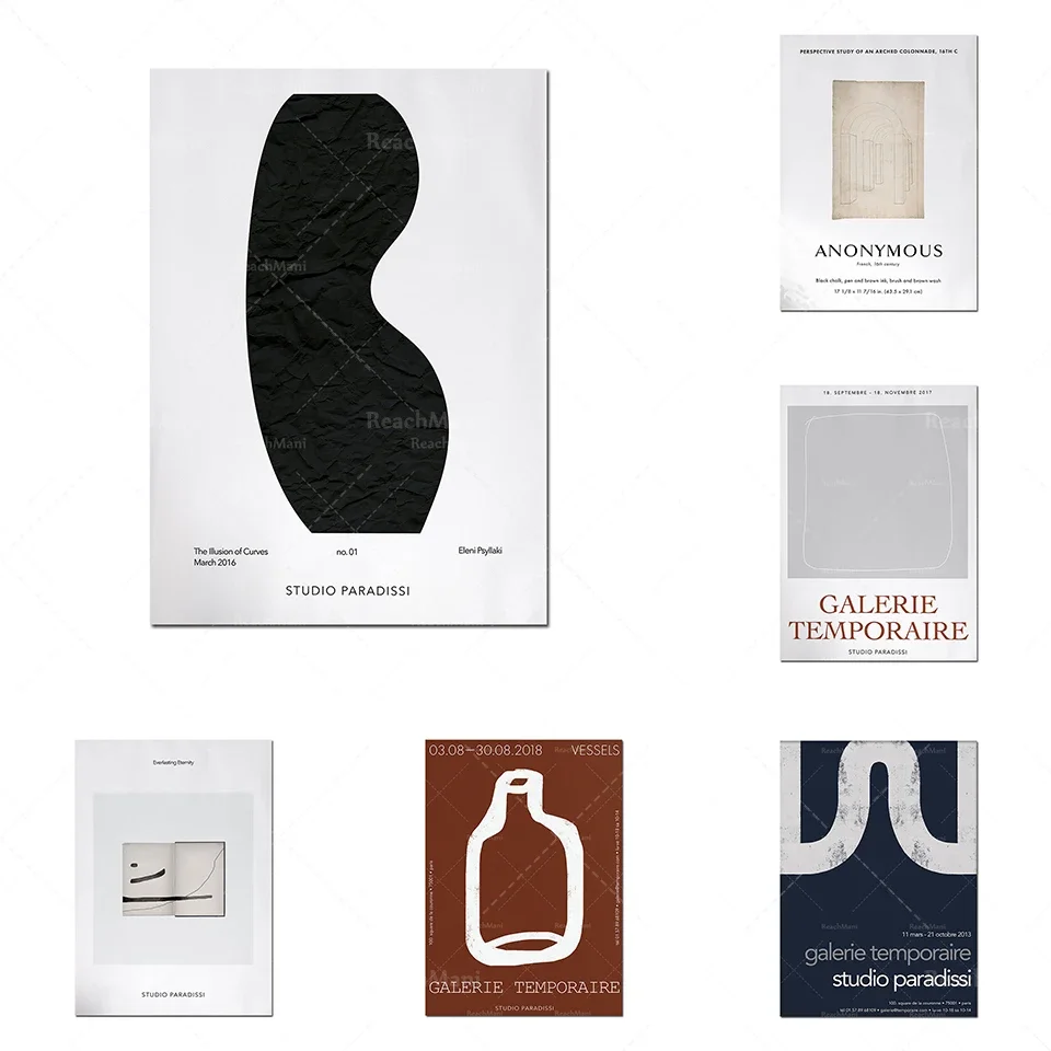 Современные абстрактные выставочные плакаты для печати с художественным