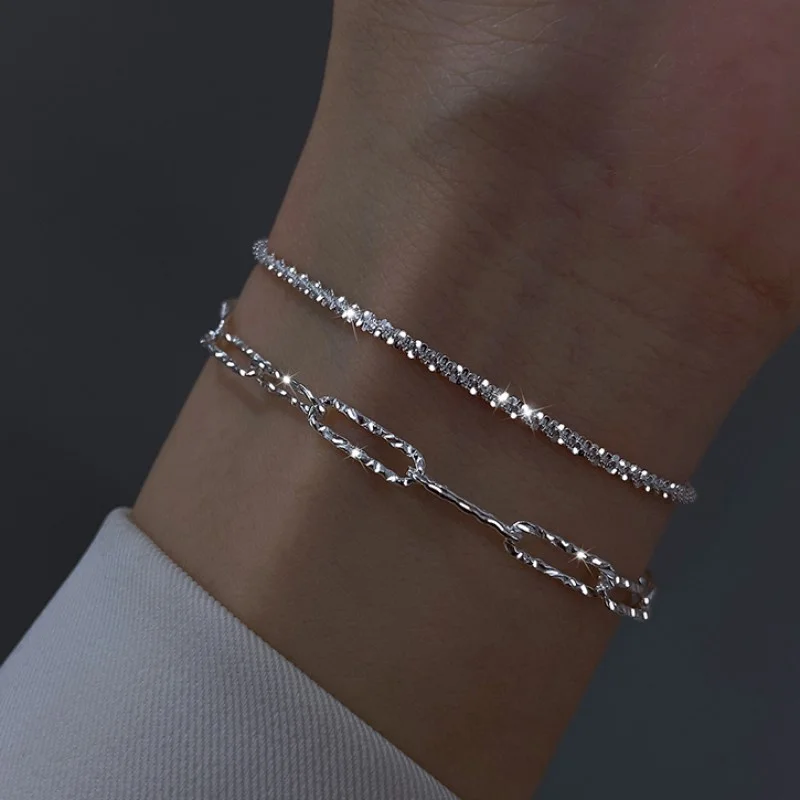 

S925 Sterling Silver Bracelet Sparkling Glitter Bracelet High Jewelry Lady Strap Jewelry Gift