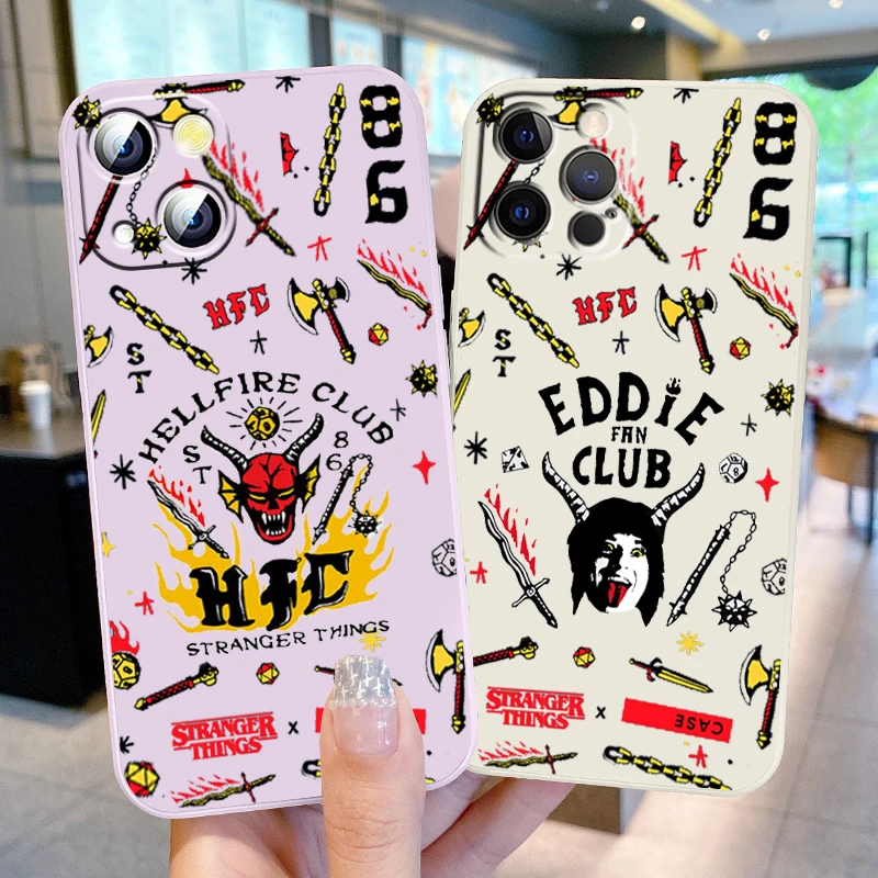 

Luxury Stranger Things Cool Phone Case For Apple iPhone 14 13 12 Mini 11 XS Pro Max X XR 8 7 Plus SE 2020 Liquid Rope TPU Cover