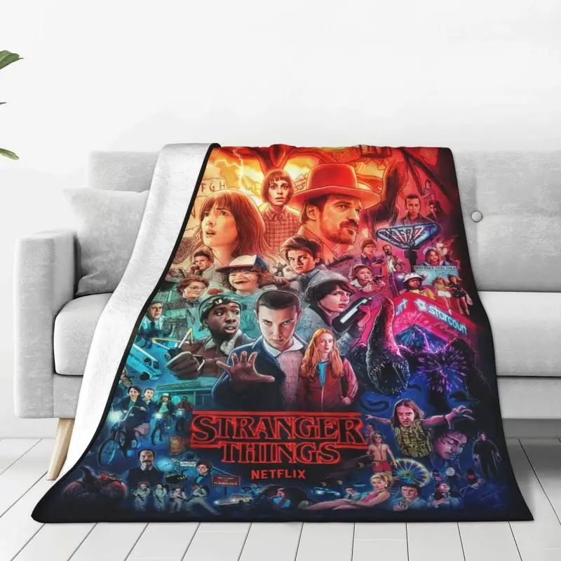 

Stranger Things TV Series Blankets Warm Flannel Anime Throw Blanket for Sofa Office Bedspreads