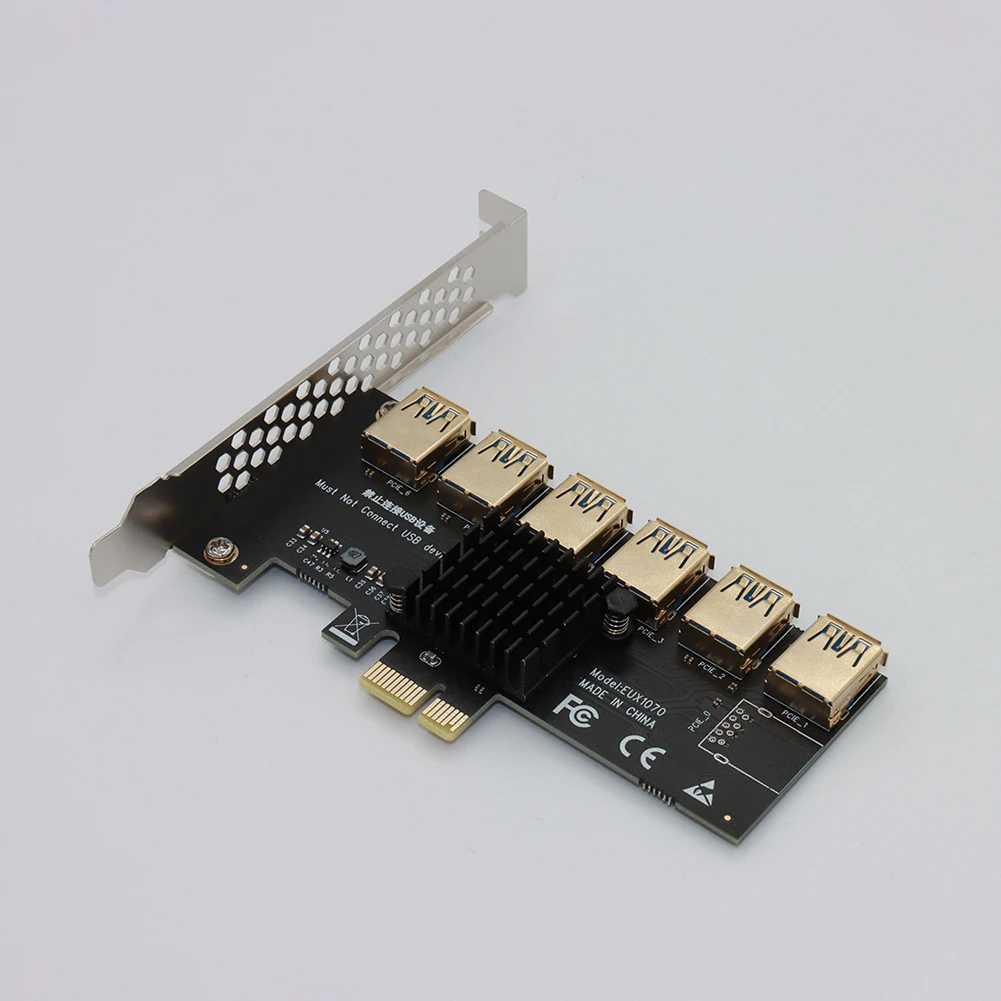 

PCI Express Multiplier PCI-E Riser Card PCIE 1 to 6 Slot USB 3.0 Port 1x to 16x Adapter For Bitcoin ETH Mining Miner