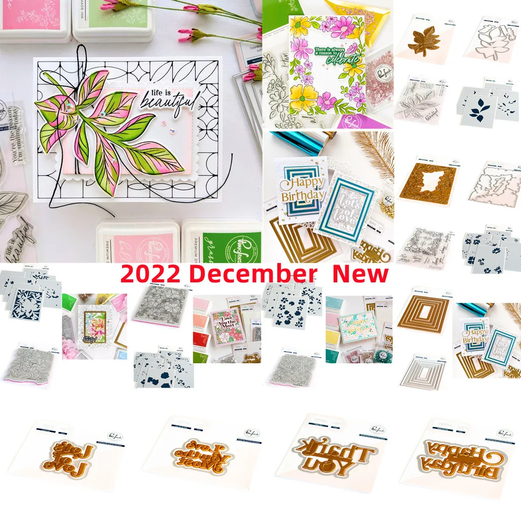 

New Background Metal Cutting Dies Flower Clear Stamps Hot Foil Stencil Scrapbook Template Craft Diy Greeting Card 2022 December