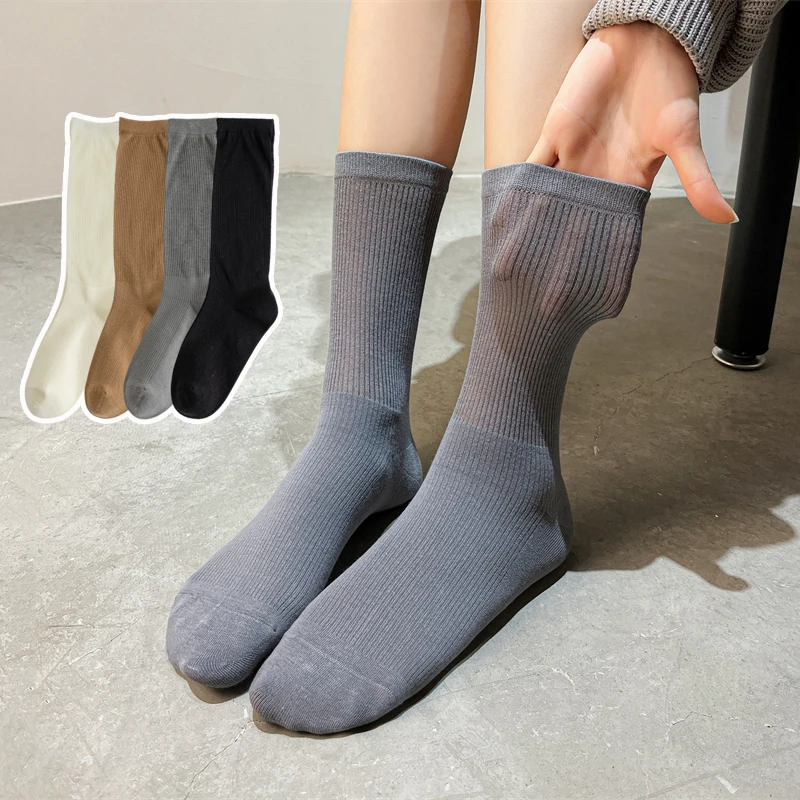 

Женские воздухопроницаемые носки, Мягкие Ультратонкие однотонные хлопковые носки, впитывающие пот, весна-лето 2023