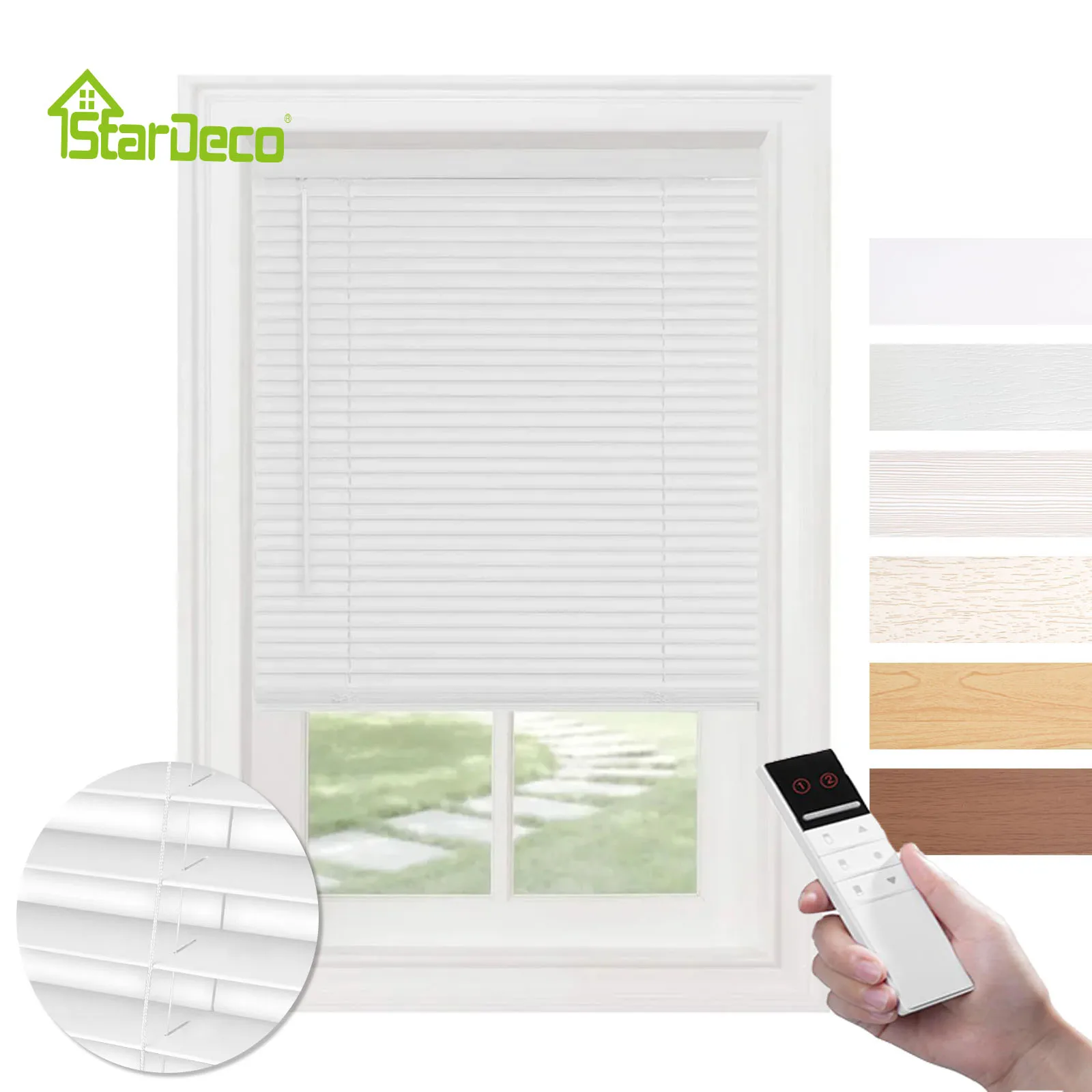Беспроводная венецианская жалюзи из искусственного дерева для окна PS
