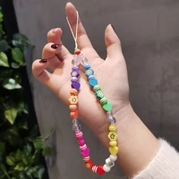 fashion wrist chain hand woven beaded colorful beads pendant short pendant rope strong universal female mobile phone lanyard