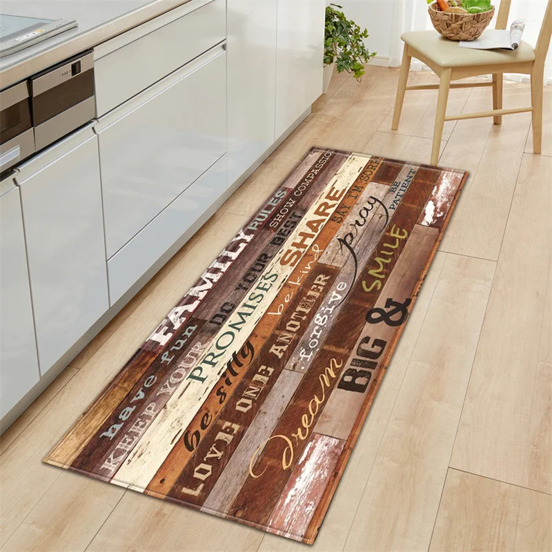 

Nordic Kitchen Mat Bedroom Entrance Doormat Home Hallway Floor Decoration Living Room Carpet Wood Grain Bathroom Anti-Slip Rug