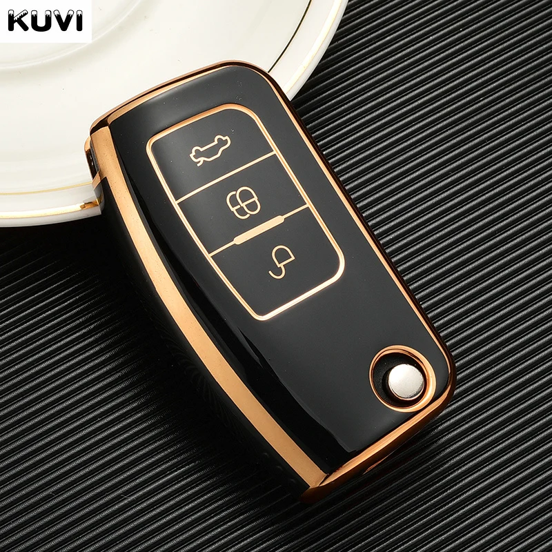 

Чехол Для Ключей Ford Focus 2 MK2 Fiesta Mondeo Galaxy Falcon Territory Ecosport, Складной, Из ТПУ, Защитный Держатель Для Кл...