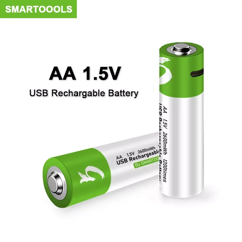 

NEW2023 Original USB AA Rechargeable Batteries 1.5V 2600 mWh li-ion battery for remote control mouseElectric toy battery + Type-