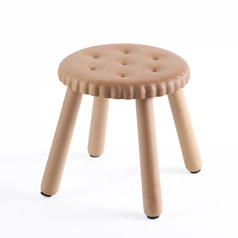 

GY Children's Solid Wood Stool Low Stool Beech Shoe Changing Stool Creative Baby Small round Stool Walnut