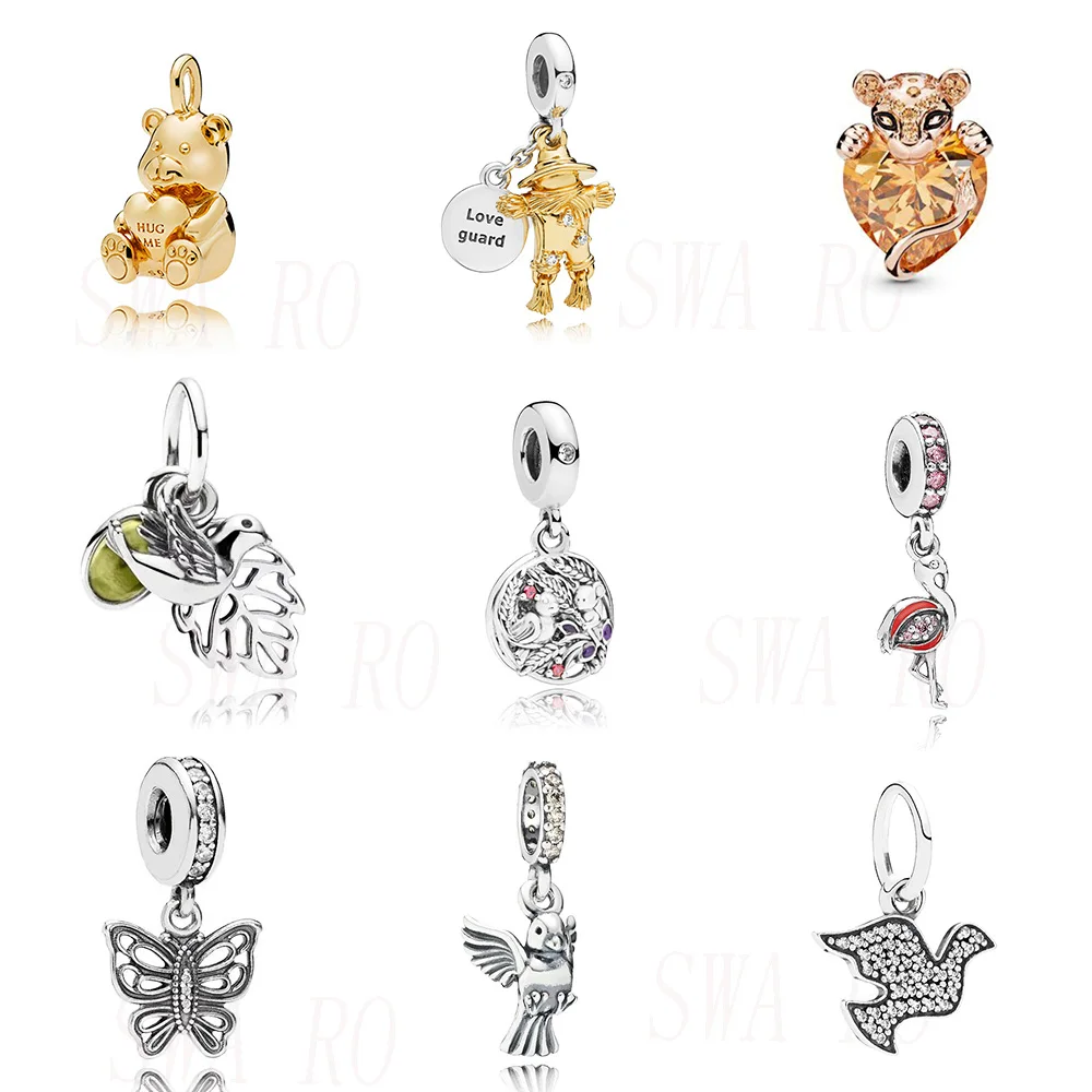 

Высокое качество S925 Теодор медведь, Блестящий Подвеска в виде сердца львицы, подвеска в виде пугала, Бабочка, ласточка оригинальные женские ювелирные изделия подарок