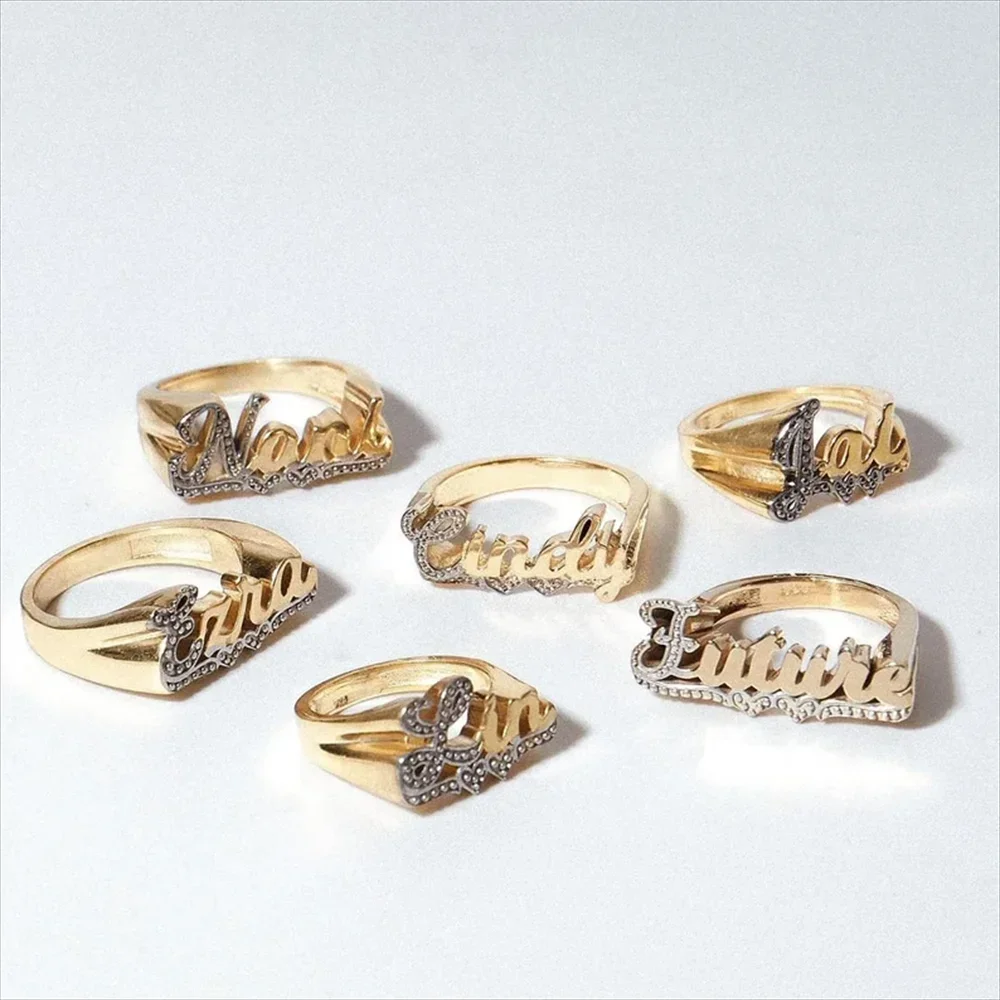 Мужское и женское кольцо из нержавеющей стали с индивидуальным именем