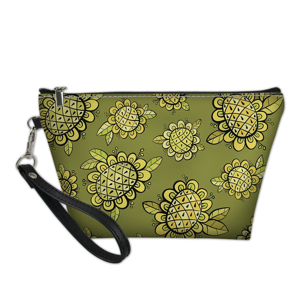 Beautiful Sunflower Print Capacity Makeup Bag Fantasy Travel Reusable Neceser Zipper Women Girls Cosmetic Organizer
