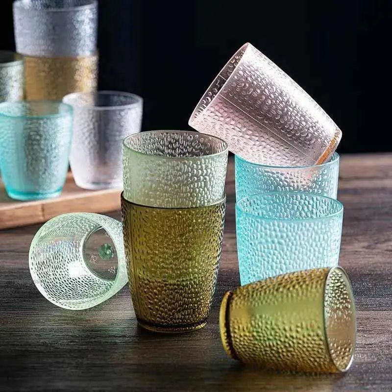 

Acrylic Tea Coffee Cup Colored Reusable Tea Juice Cup Drop-proof Drinking Cup Plastic Glass Portable Free Shipping Cups Plastic