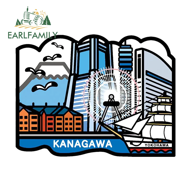 

EARLFAMILY 13 см x 9,9 см для Японии, автомобильные наклейки канагава, забавная виниловая наклейка, мотоцикл, ноутбук, граффити, Campervan, водонепроница...