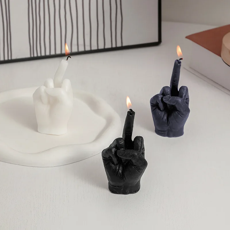 Scented Candle With Funny Middle Finger Soy Wax Desktop Home Decoration Birthday Gift Ornaments White Candle For Aromatherapy