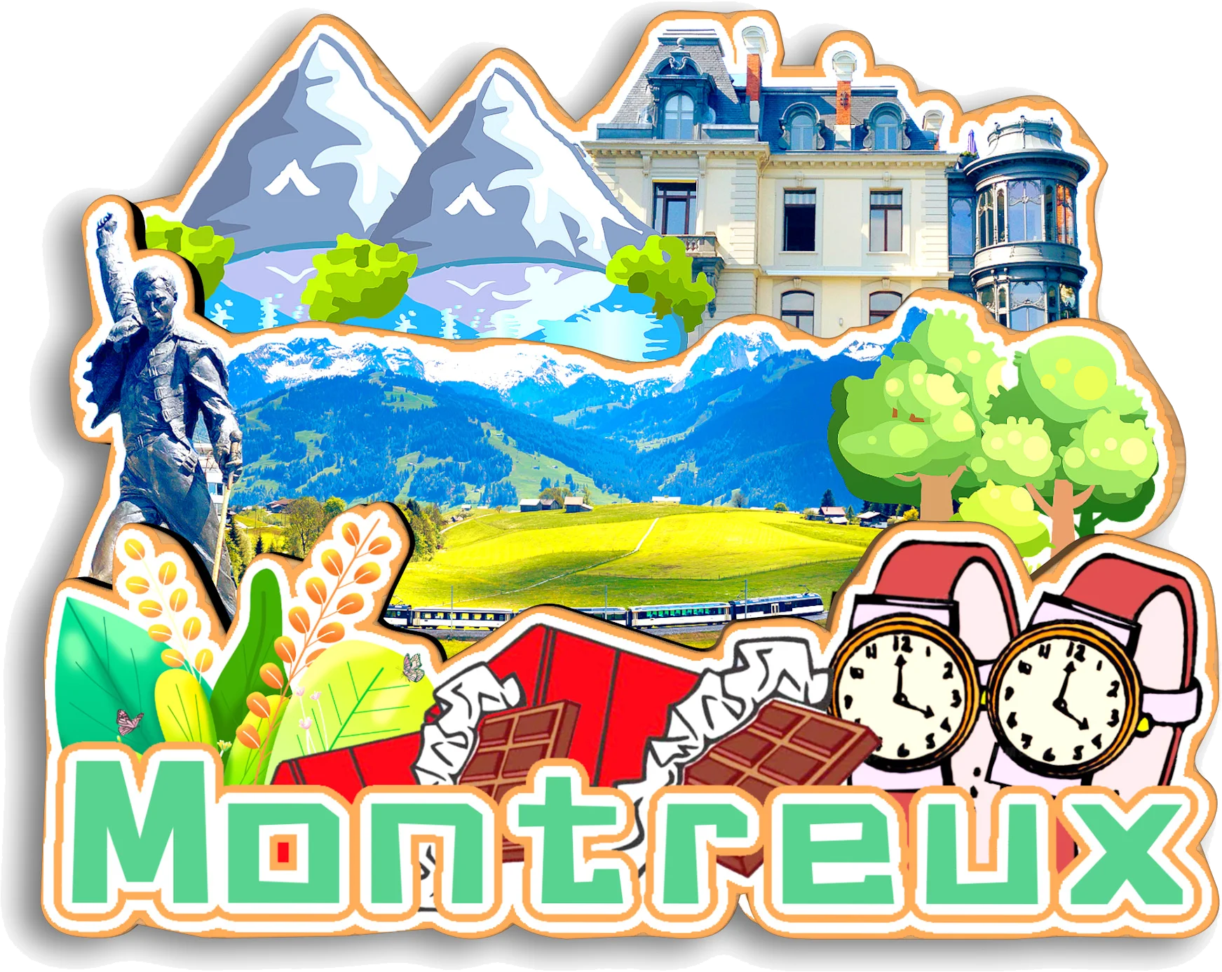 Фото Интерлакен Базель Рейн Фолз Montreux Зидтур Люцерн Грюyeres Appenzell SWITZERLAND Магнит на холодильник Путешествия Сувенир Подарок №5