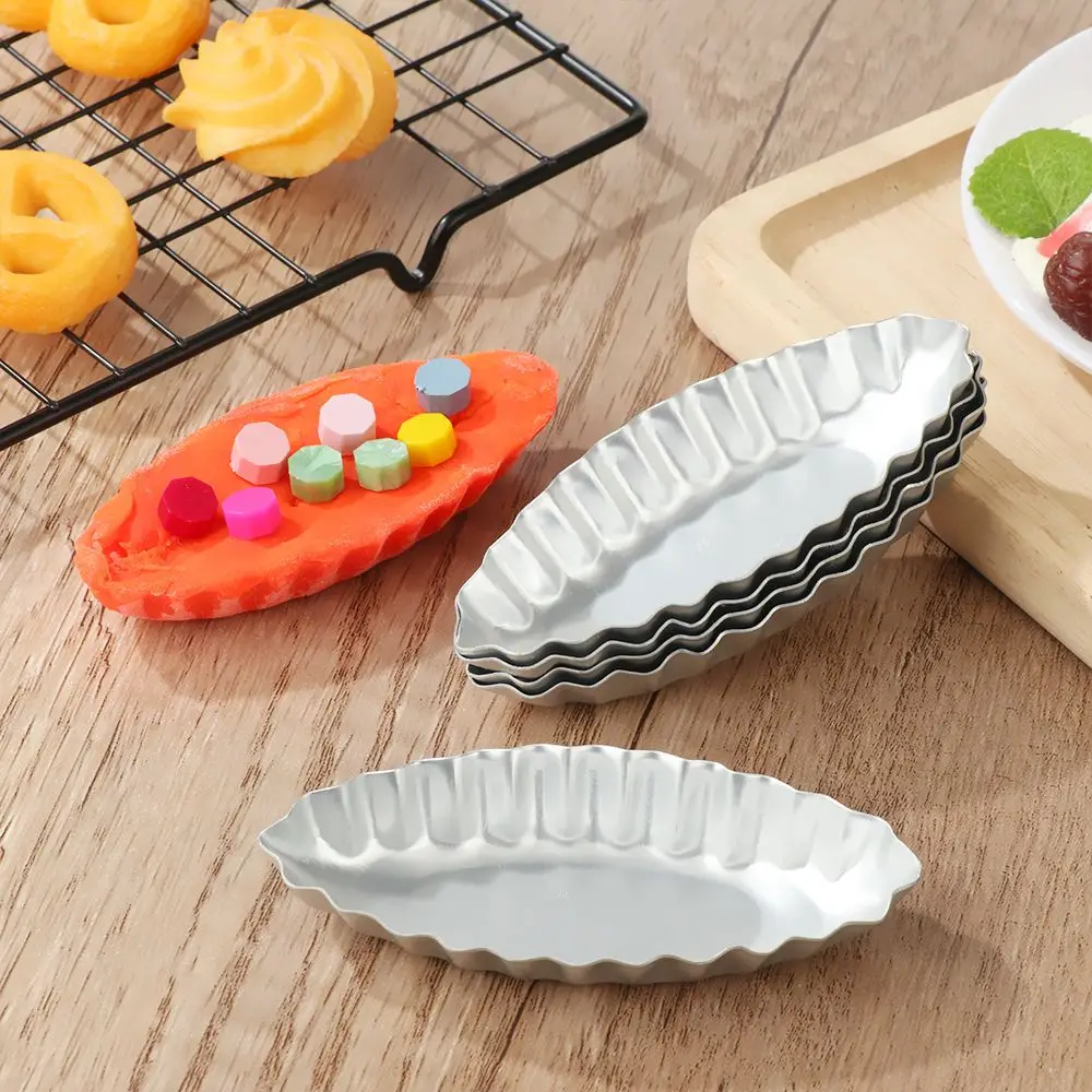 5PCS/Set Egg Tart Mold Boat Shape Baking Mould Pudding Holder Aluminum DIY Cake Decor Pastry Tool Kitchen Bakeware Cookies |