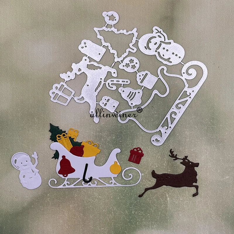 

Christmas reindeer giving gifts Metal Cutting Dies Stencils Die Cut for DIY Scrapbooking Album Paper Card Embossing