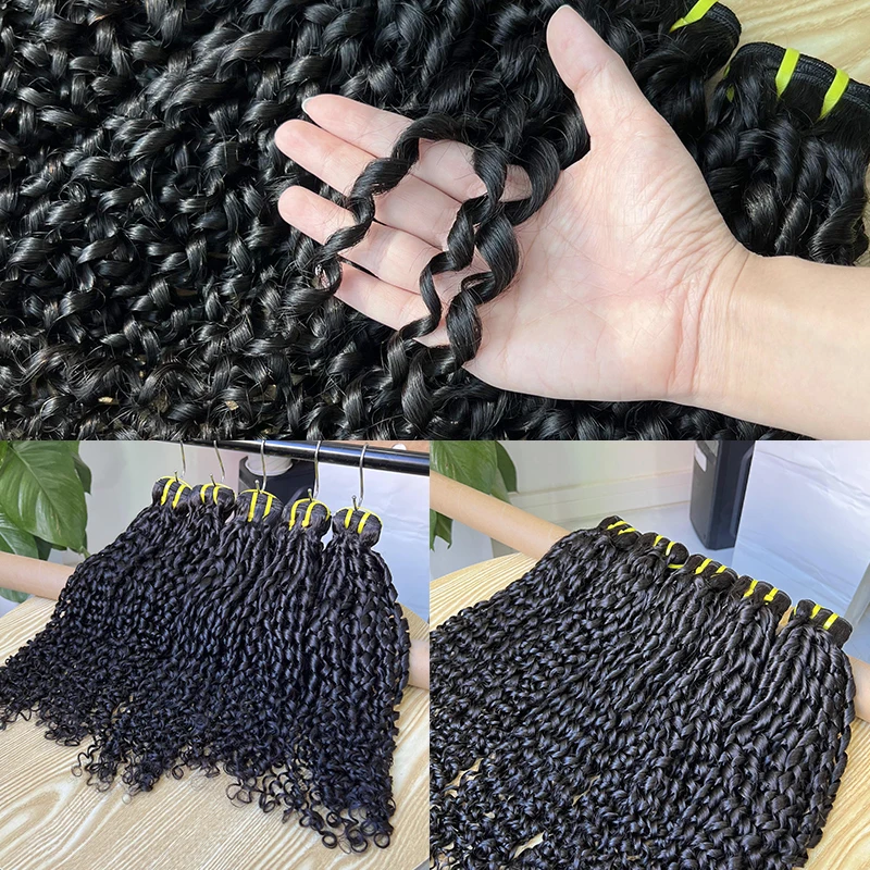 Плетение волос Pixie Curl пучки человеческих супер двойные нарисованные вьющиеся