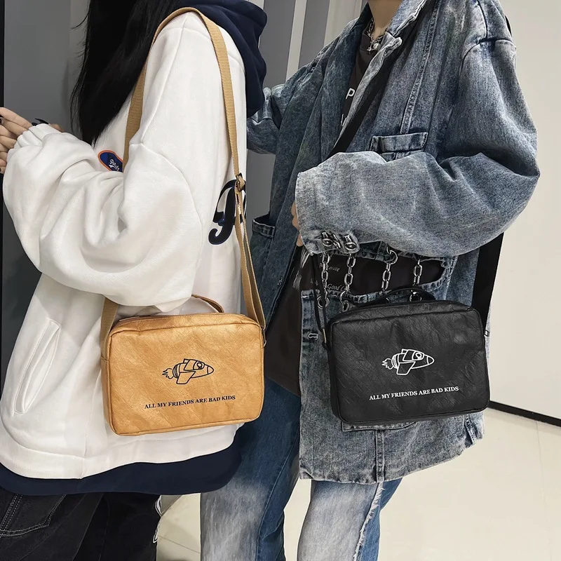 Винтажные сумки через плечо из крафт-бумаги для женщин маленькая