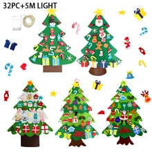 DIY 펠트 크리스마스 트리 메리 크리스마스 장식, 가정 2022 크리스마스 장식품, Navidad 2023 새해 선물