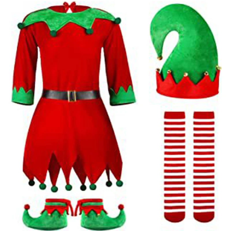 

Рождественский комплект детской одежды, детский Косплей-костюм Санта Клауса для малышей, теплые зеленые новогодние костюмы для девочек, Рождественский Костюм