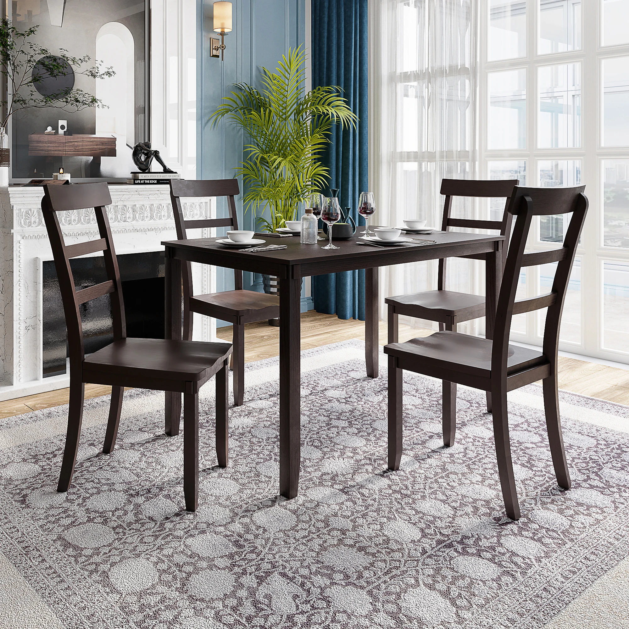 S Set For Dining Room Espresso/gray[us-w]