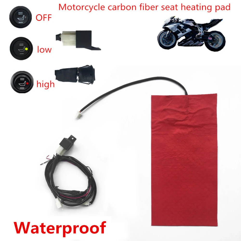 

12V Universal Motorcycle ATV E-Bike Carbon Fiber Waterproof Seat Heating Pad Warm Paste Pads Fast-Heating