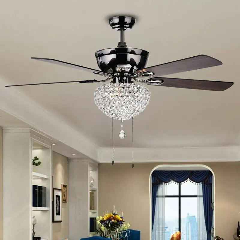

of Taliko 52-inch Ceiling Fan Black Crystal Shade