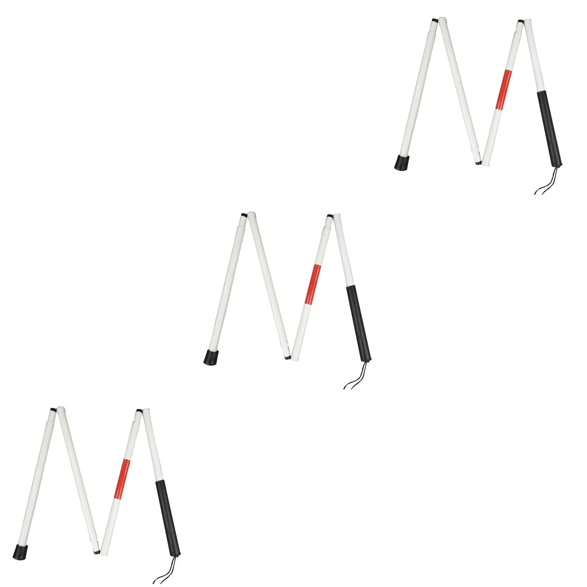 

3pcs Folding Blind Cane Reflective Red Folding Walking Stick for Vision Impaired and Blind People(As Shown)