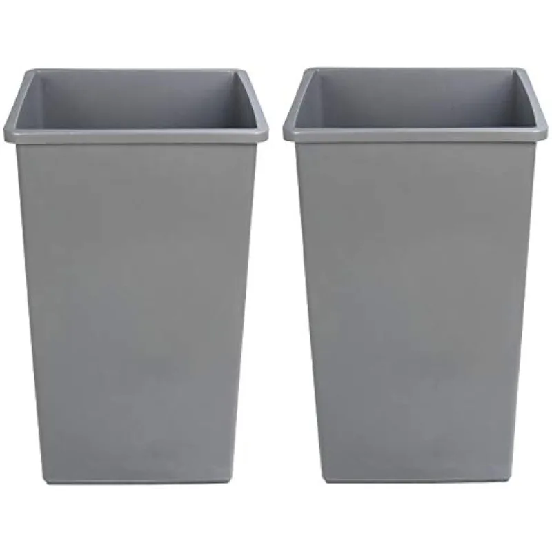 

25 Gallon Square Waste Container, Grey, 2-pack