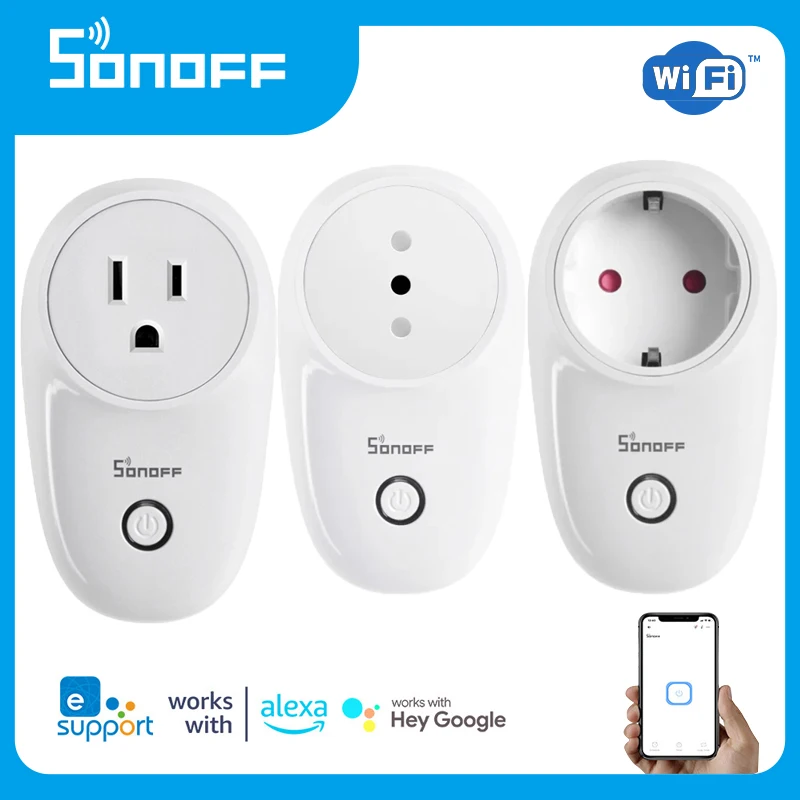 

SONOFF S26R2 Wifi Smart Plug EU DE UA RU Socket Timer Power Monitor Smart Home S26 R2 Outlet Modules Work With Alexa Google Home
