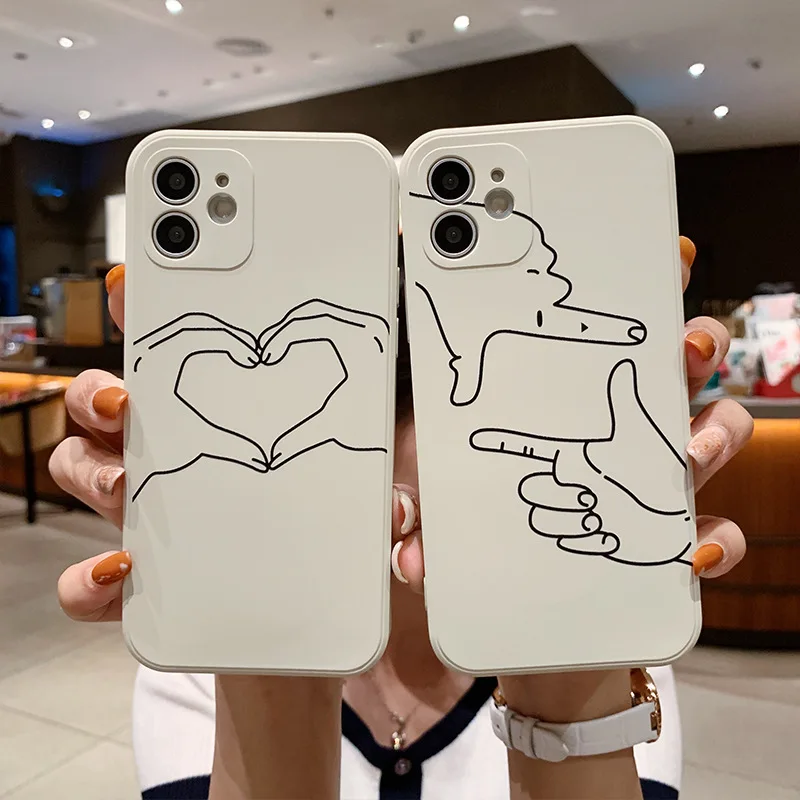 

NOHON Case For APPLE IPHONE 13 12 11 PRO MAX MINI XS XR 8 PLUS SE 2020 7 6S photo gesture Fashion Anti-Drop cover