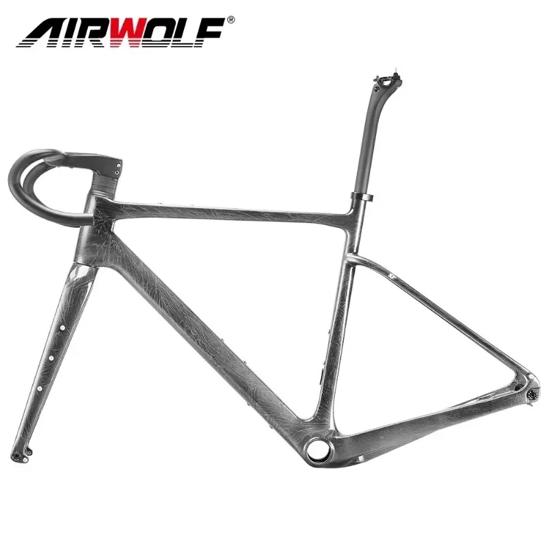 

Airwolf 2023 Carbon Road Frame Disc Brake 1223g Max 700*45C Road Bicycle Frameset Full Internal Cable 49-58cm Carbon Bike Frames