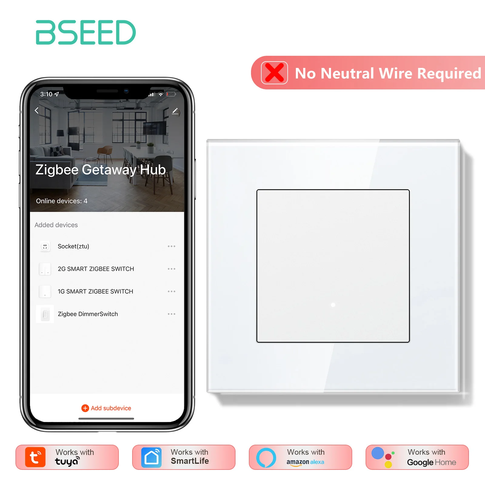 

Умный выключатель света BSEED Zigbee