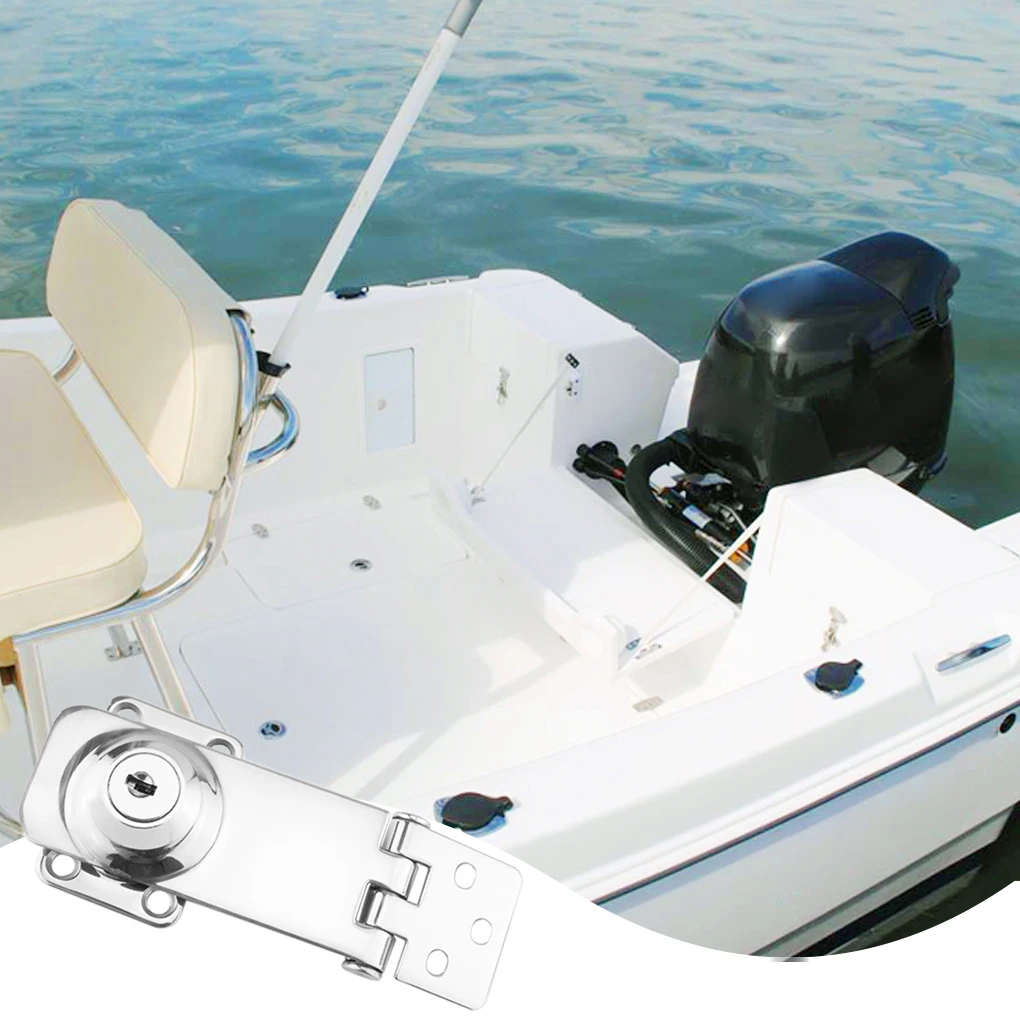 

Stainless Steel Boat Locking Hasp Portable Safe Lockable Mirror Polished Hatch Latch Locker Accessories with 2 Keys