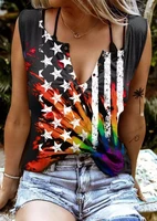 casual vintage sleeveless vest fashion sexy v neck crop top plus size t shirt 2022 summer letter print sleeveless tank top women
