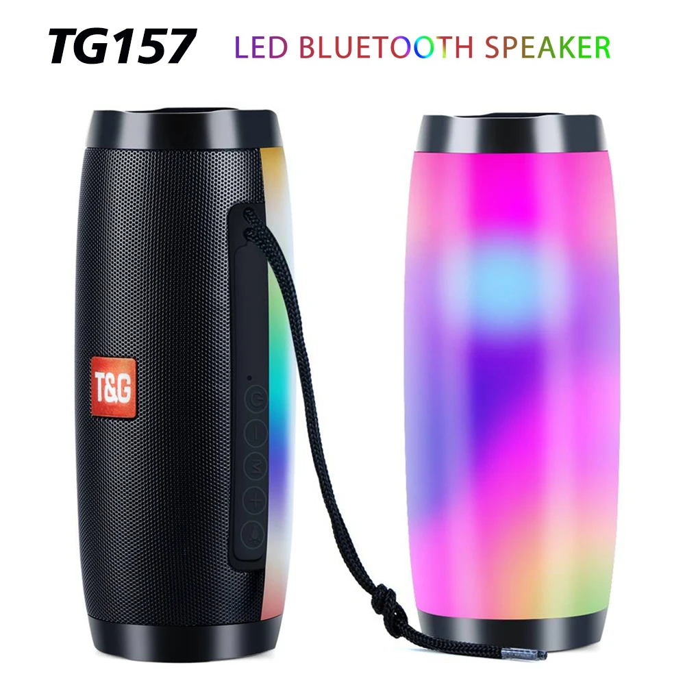 TG157 LED Flashing Light  Speaker Portable with Rope Outdoor Loundspeaker 1200 MAh Fabric Waterproof Subwoofer FM Radio