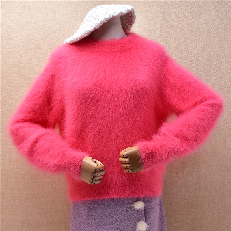 Женская осенне-зимняя одежда волосатый розовый норковый кашемировый вязаный