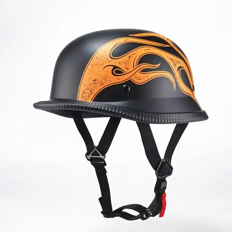 

Men Women Motorcycle Helmet Lightweight Breathable German Retro Open Face Half Helmet Quick Release Buckle Scoop Hat