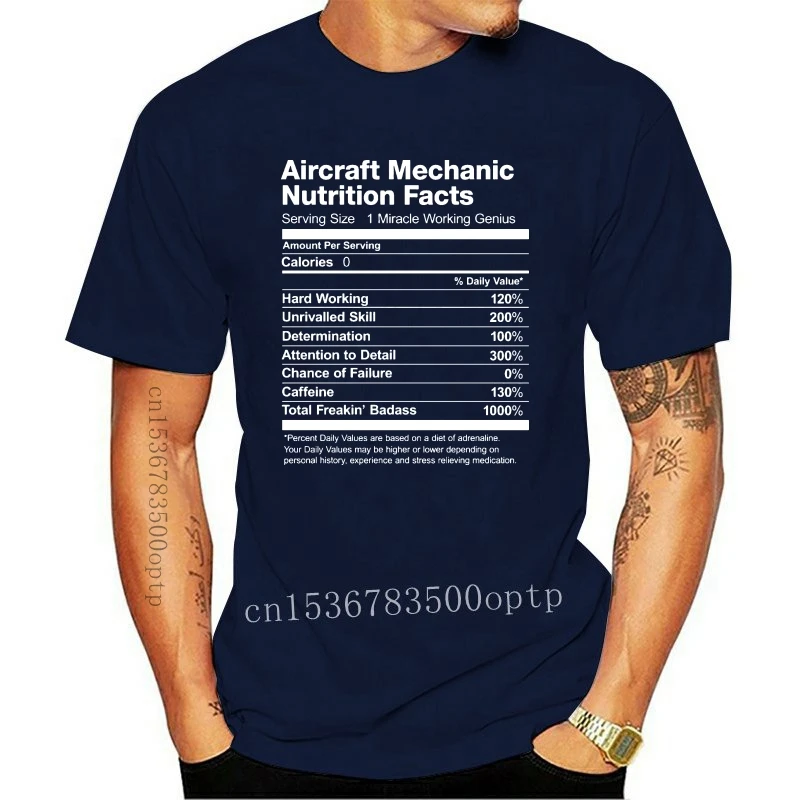 

T-Shirt Men 2019 New Print Men T Shirt Summer Aircraft Mechanic Nutrition Facts Funny T-Shirt Nerd Tee Shirts